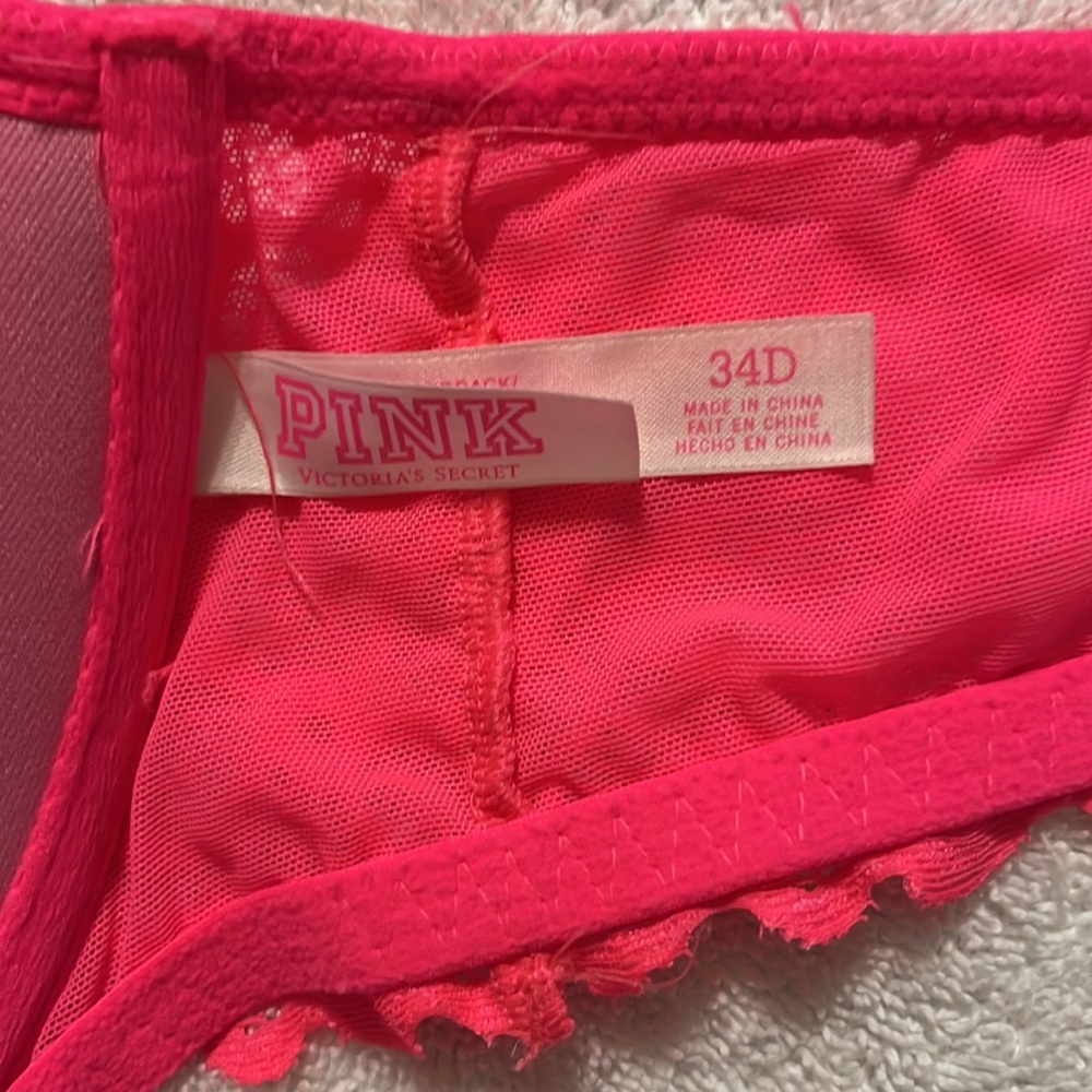 Victoria’s Secret racerback 34D hot pink, push-up front closure - Picture 4 of 6